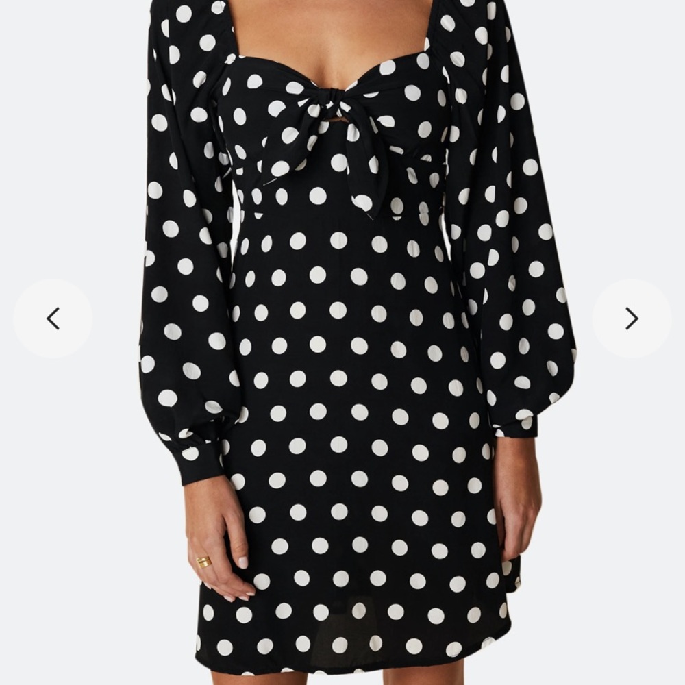 Faithfull the brand black polka dot dress